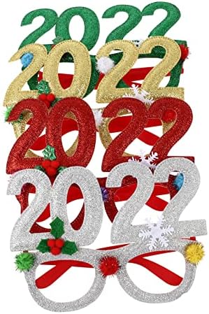 Kisangel 4PCS штанд забава Божиќ годишни сезони Секвен за одмор на одмор нови фотографии Среќна корист вечера декоративна очила сјајна рамка со тематски очила и сјајни ф