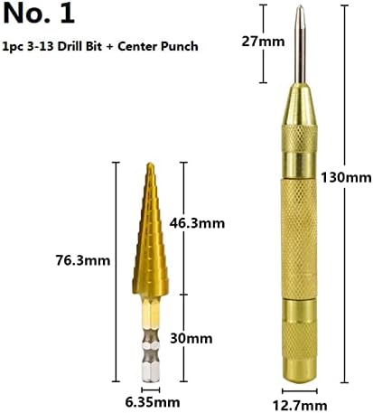 Чекор за вежбање битови поставени 3-13 -20 4-32mm со центри за вежбање титануим обложен дрвен метал конус за дупчење бит дупки за сечење