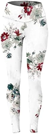 Iius хеланки жени Божиќ плус големина пад на четкани хеланки Туника тренингот хеланки цветни печати меки стрии обични панталони