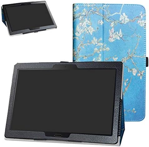 Bige for Lenovo Tab M10 HD /P10 таблет кутија, PU Folie Folio 2-преклопување на држачот за Lenovo Tab M10 HD /Smart Tab P10 10.1 таблет, бадем цвет