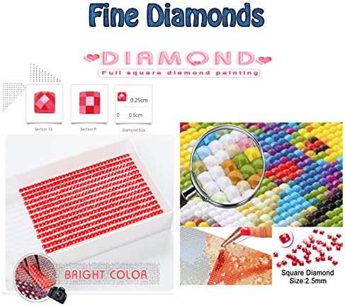 Дијамантски комплети за сликање за возрасни, Cloud Lake View Diamond Art Kids почетник DIY 5D боја по броеви, големи целосни дупки квадратни