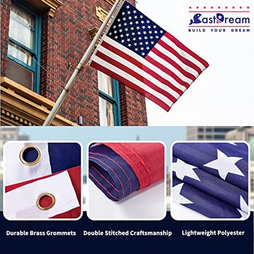 Castdream American US Flag 3x5, 2 пакувања живописна боја и отпорни на FADE знамиња на САД за надворешни 3x5 ft знамиња двојно зашиени