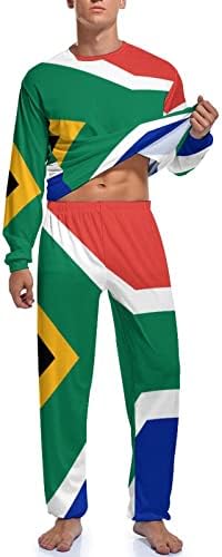 Африканско знаме машко пижама постави долги ракави пулвер за спиење мека ланга поставена PJS за домашно патување