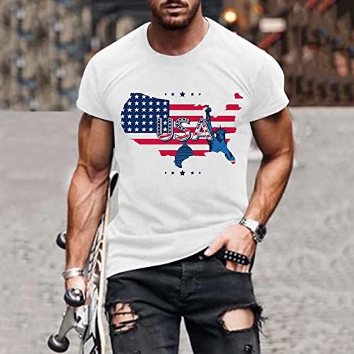 XXBR Денот на независноста војник со кратки ракави маици за мажи, Патриотски екипаж на знаме на САД, врвна маичка за атлетски мускули
