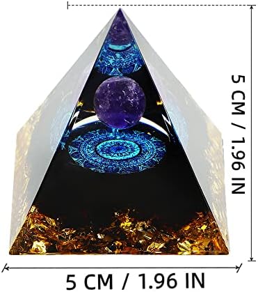 Оргон пирамида за позитивна енергија, рачно изработени кристални пирамиди аметистични топка заздравување кристал пирамиди за стрес го намалуваат