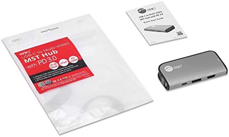 SIIG USB-C MST Hub со PD 3.0, USB-C до DP/HDMI/VGA, Единечни 4k30+Двојни 1080p Или Тројни 1080p Видео излези, PD 100W, За Windows