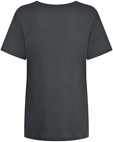 uikmnh женска маица цврста екипаж со кратки ракави летни трендовски кошула обична кошула