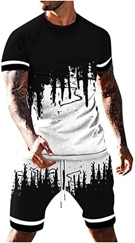 Спортски костум за машка маица и шорцеви со двојно поставување модни печати кратки ракави за кратки кошули кратки панталони облеки