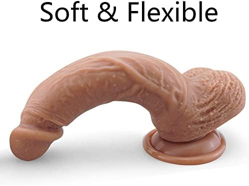 9-инчен силиконски реален дилдо меко големи дилдоси за жени со силна чаша за вшмукување за без раце, флексибилен животен век на пенисот