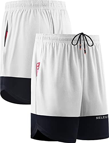 Нелеус машки 2 во 1 шорцеви што трчаат со лагер, суво вклопување шорцеви за вежбање со џебови