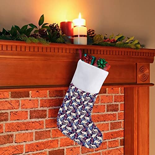Кенгур и палма остава Божиќни чорапи за порибување со кадифен камин што виси за декор за домашно дрво