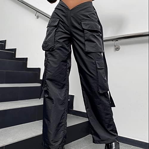 Yuhgodo жени y2k Висок пораст широки широки карго панталони улична облека, случајни панталони во стил