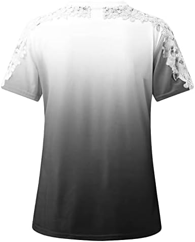 Женска чипка маица со маички врвови лето обична врвна блуза жени мода кратка ракав врвна маица обична фустана блуза плус