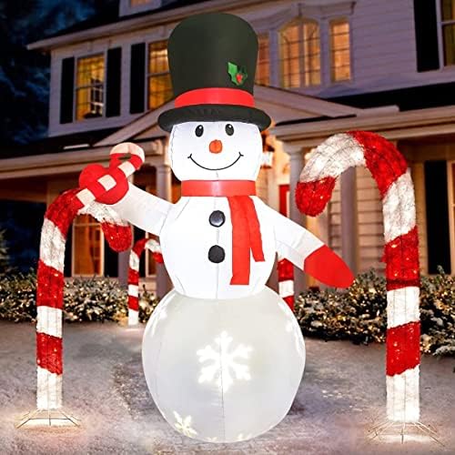Надворешни Божиќни украси за снежници на отворено - украси за одмори од 7 метри со снегулка предводени светла и кренете го Божиќниот декор