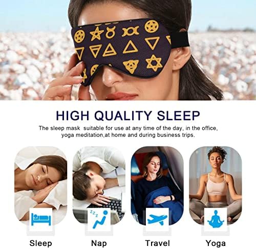 Unisex Sleep Eye Mask The-Wiccan-Traditions-Symbols-Golden Night Sleeper Mask Удобно око за очи за спиење