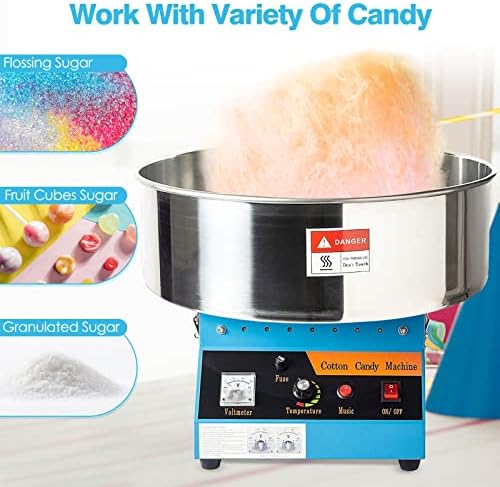 Display4Top Памук за бонбони машина комерцијална, производител на електрични памучни бонбони, производител на бонбони од 1080W со шеќер