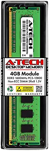 A-Tech 4gb RAM ЗАМЕНА За Nanya NT4GC64B8HG0NF-DI | DDR3 1600MHz PC3 - 12800 UDIMM Non-ECC 2rx8 1.5 V 240-Pin Мемориски Модул