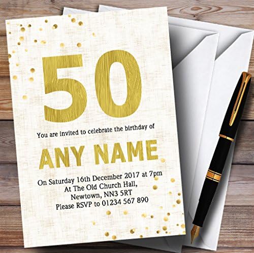 Бело Злато Флек 50-Ти Персонализирани Покани За Роденденска Забава