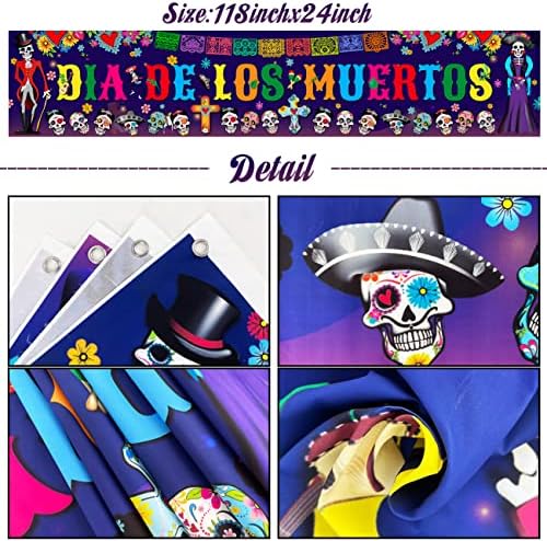 Дија Де Лос Муертос Декорации Ден На Мртвите Банер Двор Знак Позадина Банер Со Цветни Шеќер Черепот За Внатрешни Отворено Мексикански