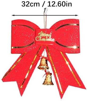 Декорација на новогодишна Елка Црвена Голема Машна Вратоврска 13 см Со Приврзок За Ѕвонче Гроздобер Украси За Божиќна Хартија За Дома