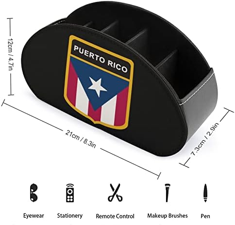 Порто Рико знаме ТВ далечински управувачи на држачи за шминка кутија PU кожа за складирање домашна продавница за складирање на кади со 5