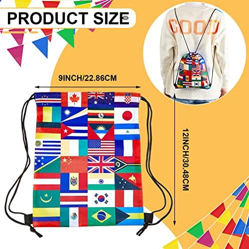 Амилаве 16 Еез Светски Знамиња На Земјата Забава Фаворизирајте Големи Чанти Со Врвки За Роденденски Подароци За Деца Снек Чување