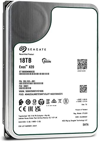 Seagate Exos X20 ST1800NM003D 18TB 7.2 K ВРТЕЖИ во МИНУТА 512e SATA 6Gb/s 3.5 Во Претпријатието Хард Диск