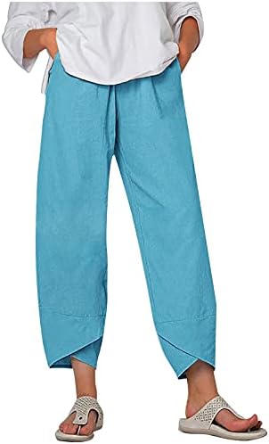 Pantsенски панталони за жени во Дсодан, лабава мека тренингот за џемпери, каузални памучни постелнина панталони со џебови