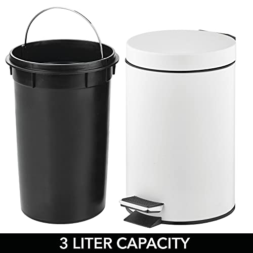 Mdesign 3 литарски круг мал метален чекор ѓубре може отпад, корпа за отпадоци за отпадоци - за бања, просторија во прав, спална соба, кујна, занаетчиска