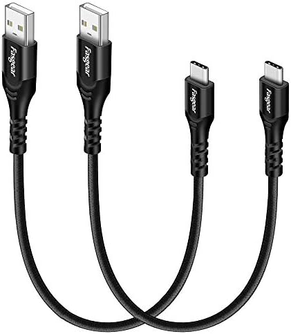 Fasgear кратки USB C кабли 1ft, 2 пакувања 3A Брзо полнење плетенка USB A до тип C 2.0 жици на полнач, компатибилни за SAM-сунг