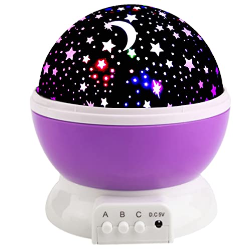 Ѕвезда Ноќ Светло За Деца, 12 Боја Менување На Светлата Режими СО USB Кабел, 360°Ротирачки Месечината Ѕвезда Проектор Биро Светилка за Спална