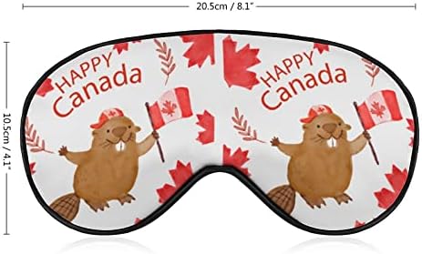 Канадско Знаме Дабар Смешна Маска За Очи За Спиење Мека Покривка За Очи Со Врзани Очи Со Прилагодлив Ремен Ноќна Сенка За Очи За Мажи Жени