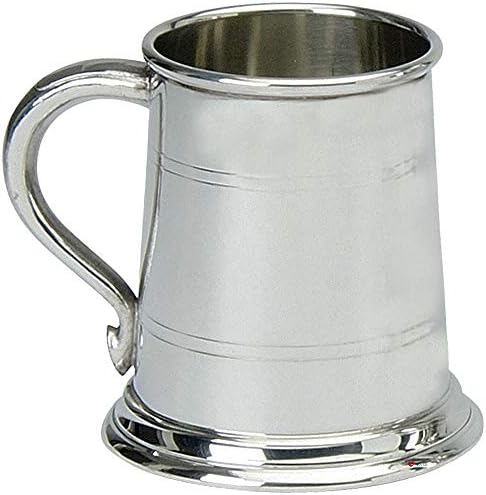 Јас LUV LTD Pewter Tankard Класичен Облик Широк База Полиран Заврши Половина pt Стакло База