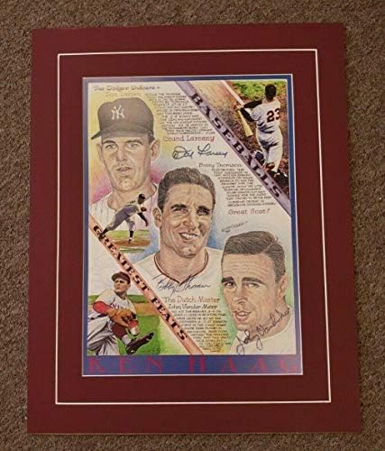 Дон Ларсен Боби Томсон и Johnони Вандер Меер автограмираа 15x19 Уметнички дела - Автограмиран MLB Art