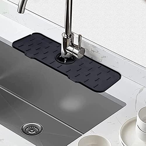 Fansoun кујнски чувар силиконски тапачки рачка за капење, подлога за кујнски мијалник, силиконска тапа, подлога за сушење кујна и додатоци за мијалник за мијалник за к?