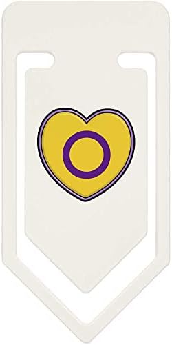 Azeeda 91mm 'Intersex Pride Flag Heart' Голем пластичен клип за хартија