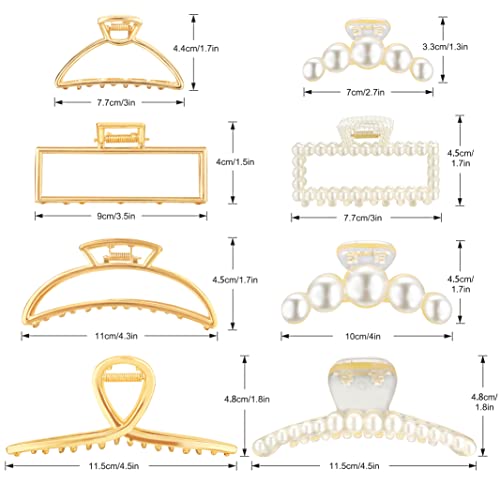 8 Спакувајте Клипови За Нокти За Коса, Бисерни И Метални Штипки За Коса Фунтопија За Жени, Клипови За Канџи За Густа Коса И Тенка Коса,