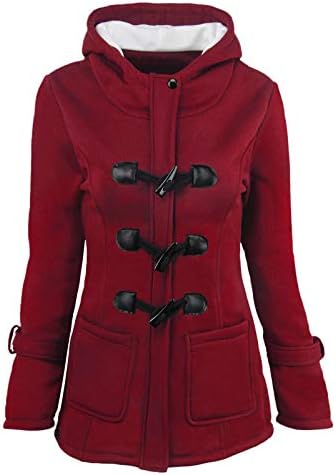 Angxiwan Women'sенски плус големина палти Обични зимски топло качулка со јакни од руно со долги палто надворешна облека со џебови s-6xl
