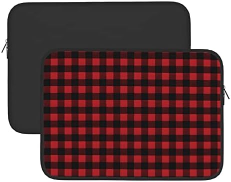 Црвена црна проверка карирана шема мала лаптоп торба, издржлива водоотпорна ткаенина, лаптоп торба од 13/15 инчи, за бизнис, училишна употреба.