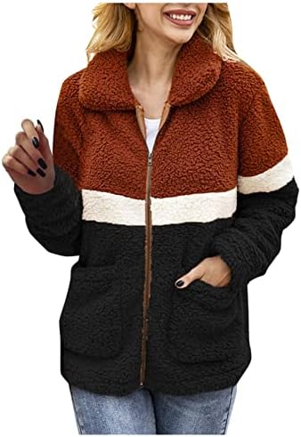 Comенски палто FMCHICO, обичен лаптопско руно, фаузи, замолчен патент палто, топли зимски преголеми јакни за надворешни работи
