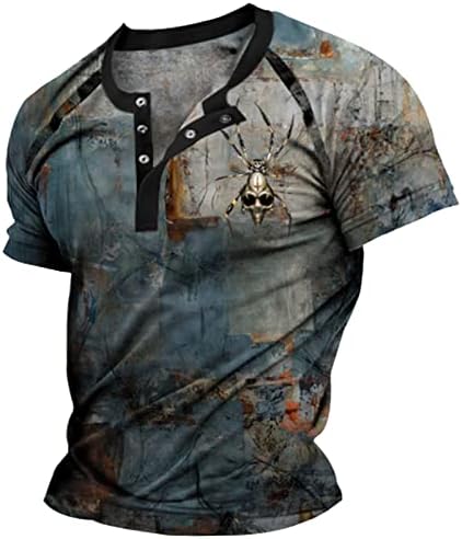 2023 Ново копче за мажи со кратки ракави со кратки ракави, маица образец за животни племенски врв кошула за ракав