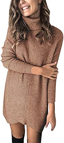 Onенски џемпер фустан со долги ракави плетени фустан џемпер пулвер врат плетен фустан џемпер фустани за 2022 година