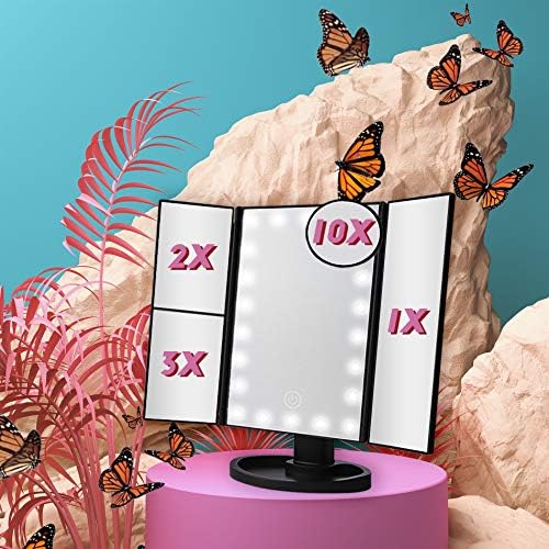Ком сет на подароци Кози - 2 огледало сет - огледало за шминка со светла, огледало со светла, суета огледало, LED огледало за шминка, 1x 2x