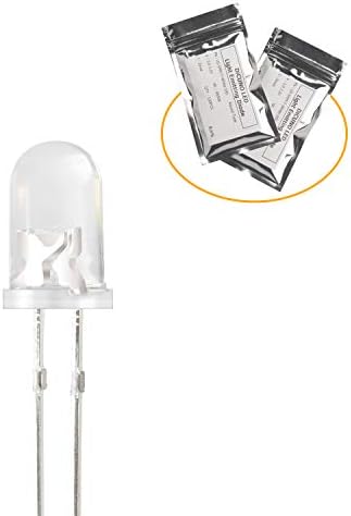 Дикуно 100 парчиња 5мм бела дво-пинска светлина што емитува диода, тркалезно супер светло LED за проекти за LED за DIY