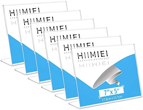 Hiimiei акрилен знак на хоризонтален 5x7 инчи 6 пакувања наклон на задната пластична табела мени за приказ на држачот на држачот