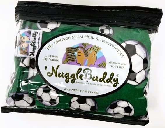 Ново! 'Ngulgbuddy Microwavenable Moide Ture & Aromatherapy Органски ориз пакет за loversубители на спортот!. Зелен фудбалски фланел со ароматерапија