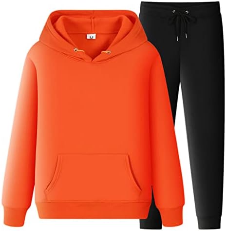 Bmisegm тенок фит костуми за мажи и жени спортски костум есен и зимско слободно време со цврста боја на џемпер со качулка во боја