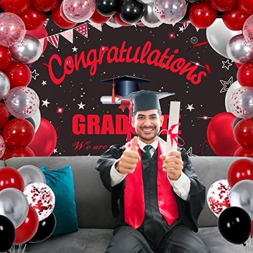 Класа На Украси за дипломирање од 2023 година, Црвено-Црни Украси За Дипломирање 2023 Година, Украси За Забави за Дипломирање 2023