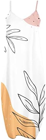 Бидобибо Плус Големина Макси Фустан За Женски Женски Летен Лежерен Цветен Фустан Без Ракави Плажа Долги Макси Фустани Со Џебови