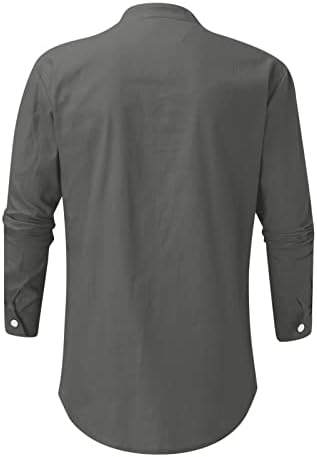 XXBR MENS копче надолу кошули памук постелнина со долги ракави, исмејувајте ја вратот, обичен кошула тенок вклопат мускули гроздобер одмор
